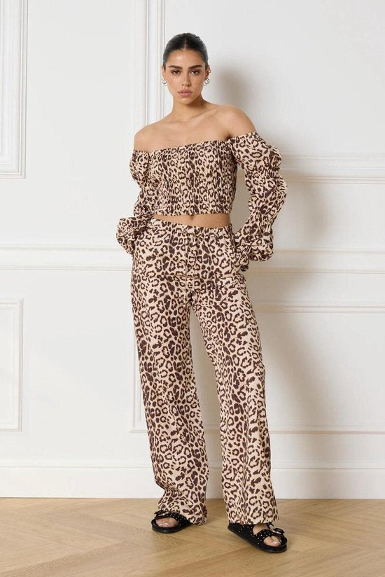 Sophisticated Department Bluse Lori Off Shoulder Top Leopard - Damengröße - Größe XS
