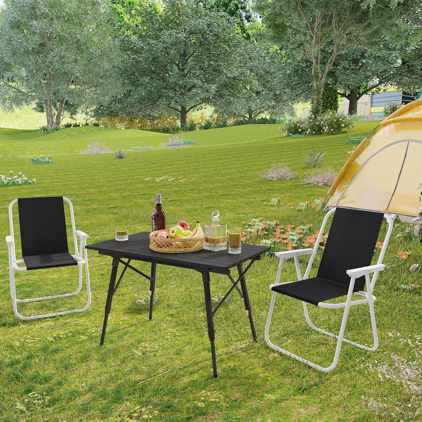 WOLTU Klappbarer Campingstuhl, 2er-Set – Schwarz