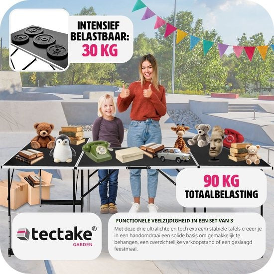 tectake - Aluminium Gartentisch Wandtisch Klapptisch 300x60 cm