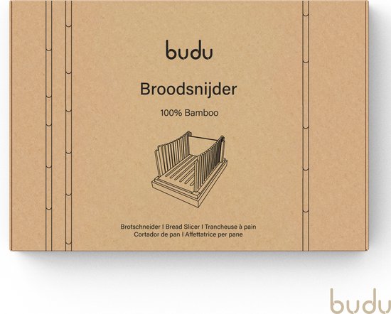 Budu Brotschneidemaschine Bambus - Brotschneidemaschine Werkzeug - Brotbrett Holz - Brotschneidemaschine mit Auffangschale - Bambus - 30x20cm