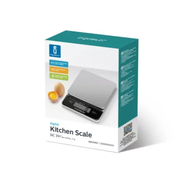 Aigostar Digitale Küchenwaage – Grau – Edelstahl – 5 kg/1 g, LCD