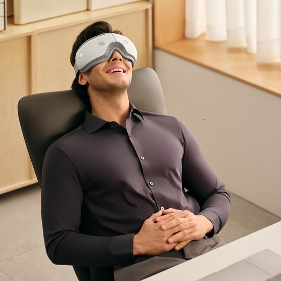 SKG – Kabelloses Augenmassagegerät – 5 Modi: Kompression + Wärme & Bluetooth – ES300 – Weiß