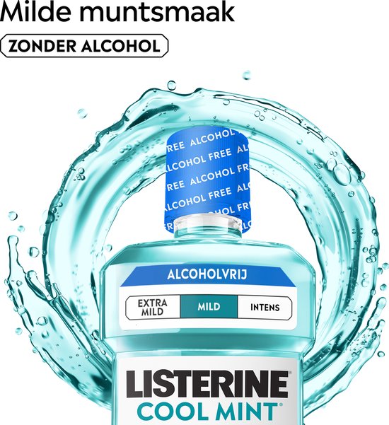 Listerine Cool Mint Mild Mundspülung, mit ätherischen Ölen, gegen Mundgeruch und Zahnbelag, milder Minzgeschmack, 1 l