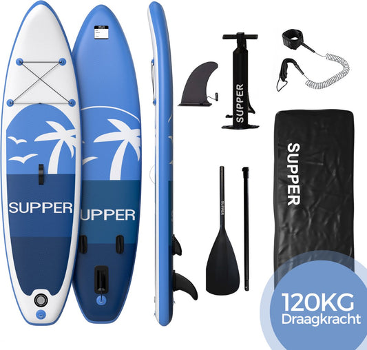 Supper SUP Board - Komplettset - bis zu 120 kg - 285 x 76 cm - Blau