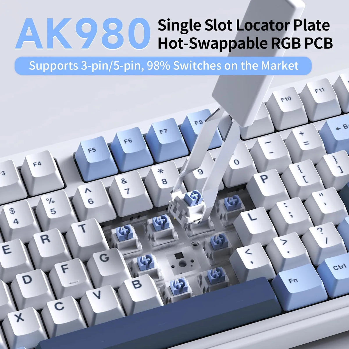 Ajazz AK980 V2 – kabellose mechanische Tastatur – Hot-Swap – 98 Tasten