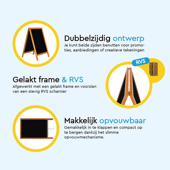 BRASQ Chalkboard Mahagoni - 70x130 CM - Chalkboard - Werbeschild - Bürgersteigschild - Doppelseitig - für Innen und Außen - Gastgewerbe