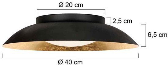 Deckenleuchte, schwarz mit goldenen Details, 3-stufig dimmbar, Kunststoff und Metall – Brotke 4127ZW – Steinhauer