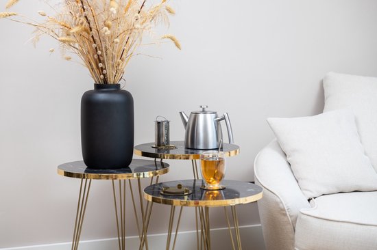 Vaja® Teekanne Camille Silber - Doppelwandig - 1 Liter - Edelstahl-Teekanne mit Filter & Stövchen