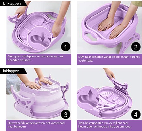 Noswo Fußbad - Fußbad zusammenklappbar - Fußbad mit Massage - Fußmassage - Lila