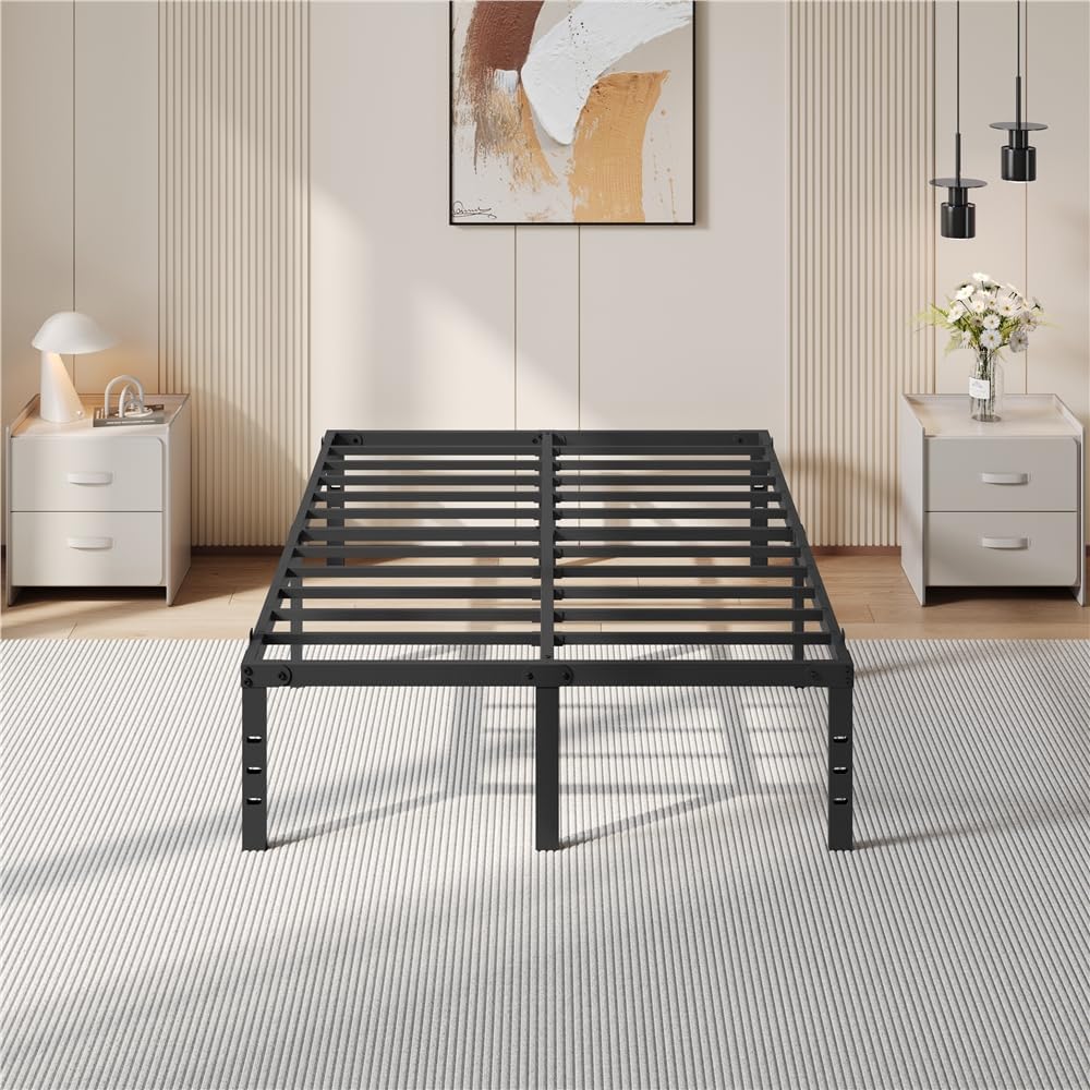 Yaheetech Metallbettrahmen mit Lattenrost – 140 × 200 cm – schwarz