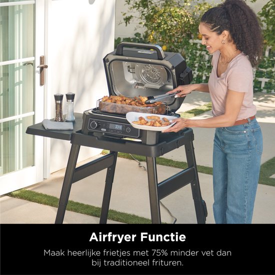 Ninja Woodfire Pro Connect XL – 7-in-1-Elektro-Smart-BBQ-Grill und Smoker – inklusive digitalem Fleischthermometer – Connect-App – OG901EU