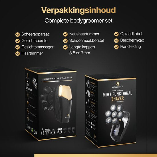 Wellshave 5 in 1 Shaver Men Deluxe - Gesichts- und Kopfrasierer - Nass- und Trockenrasierer - Nasentrimmer - Schädelrasierer