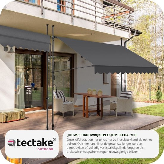 tectake - Klemmmarkise - Sonnenschirm - Markise - Verstellbar - Klemmmarkise - Sonnenschirm Balkon - 300 x 180 cm - schwarz grau - Markise - 404965