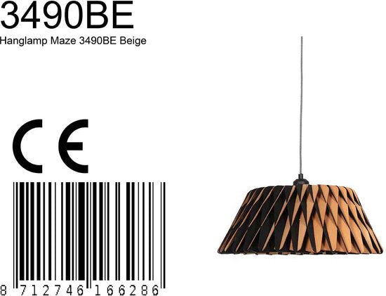 Anne Lighting – Hängeleuchte – Maze – natur – Holz – Ø 46 cm – E27 – 3490BE