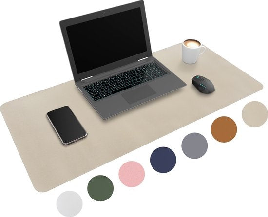 WURK - Professionelle Schreibtischunterlage Kunstleder - Schreibtisch-Organizer - Inklusive Kabelclip - 80x40 -Beige