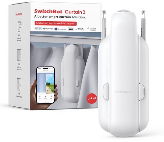 SwitchBot Curtain – U-Rail Version 3 (2023) – Weiß – Smart-Home-Vorhangmotor – Smart-Vorhang – Automatischer Vorhang