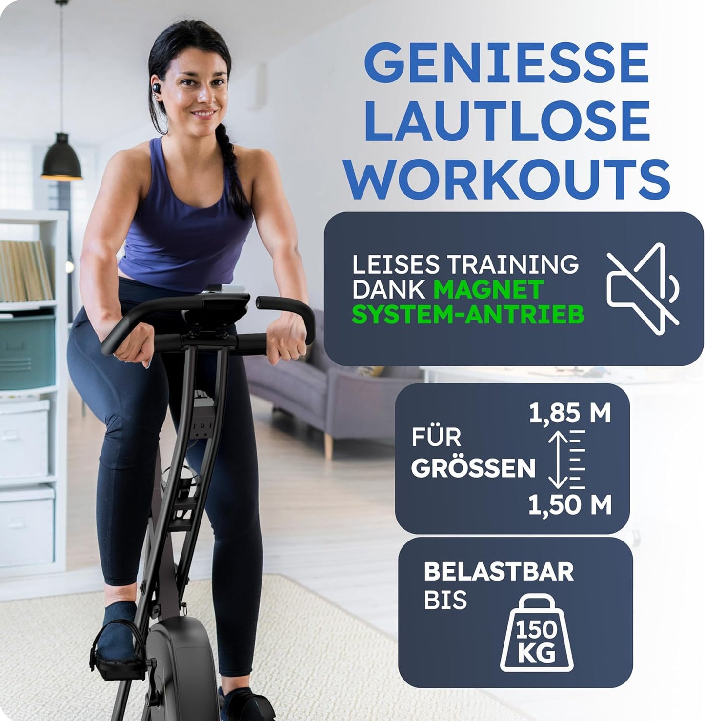 Heroic Work Heimtrainer - faltbar - belastbar bis zu 150KG - Schwarz