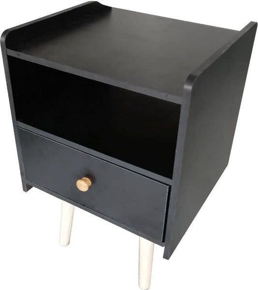 Nachttisch Pukkie - Beistelltisch - kleiner Tisch Diele Wohnzimmer - 58 cm hoch - schwarz