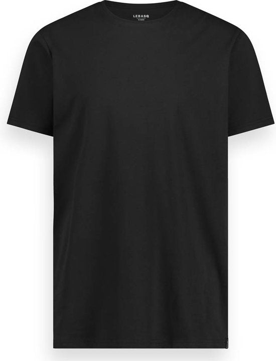 LEBASQ - Miles' T-Shirt für Männer - 3er Pack - mit Rundhalsausschnitt - Extra lang - als Unterhemd geeignet - Schwarz - L - Baumwolle
