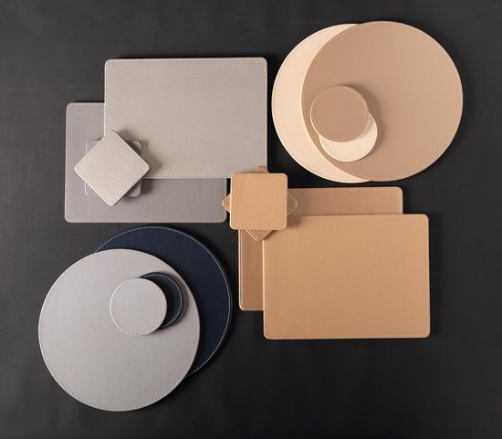 Creative Tops Untersetzer 10 Cm Kunstleder Grau/Blau 4 Stück