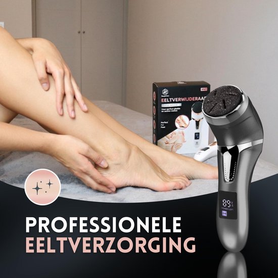 Beeperfect® Elektrischer Hornhautentferner mit Vakuumsystem - Fußfeile - Hornhautfeile - IPX7 Wasserdicht - Kostenloses Pediküre-Set - Inklusive 6 Hornhautscheiben - Schwarz