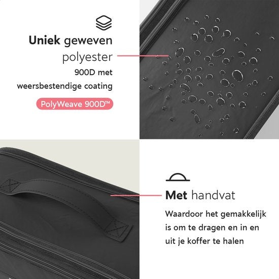ONYXÂ¬Ã† Kompressionspackwürfel - 5 Stück - Gepäckorganisation mit Kompressionsreißverschluss - Für Koffer und Taschen - Schwarz