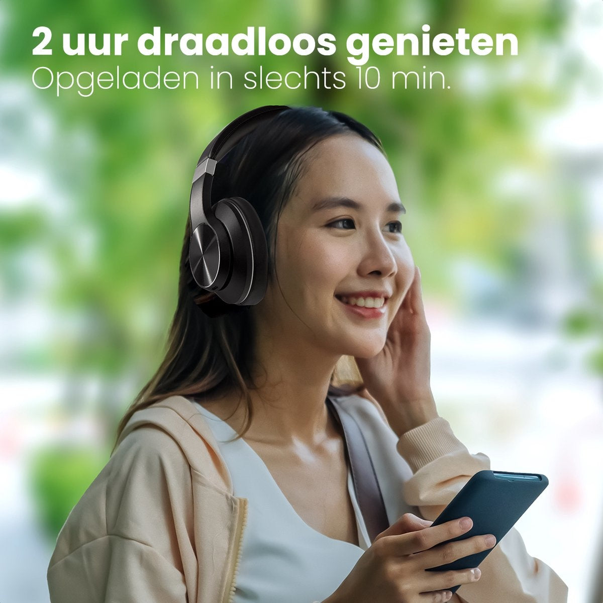 Auronic QuietSound Bluetooth-Kopfhörer kabellos - Over-Ear - aktive Geräuschunterdrückung - Mikrofon - inkl. Tragetasche - Schwarz