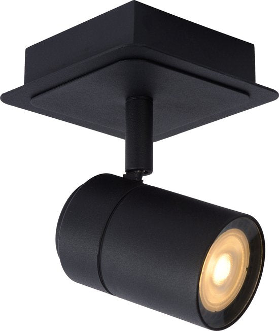 Lucide LENNERT – Deckenstrahler (Deckenleuchte) für das Badezimmer – LED, dimmbar – GU10 – 1×5 W, 3000 K – IP44 – Schwarz