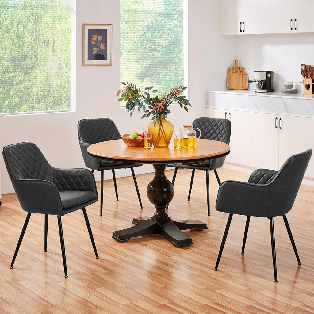 Yaheetech Esszimmerstühle, 2er-Set mit Samtbezug und Armlehnen – Dunkelgrau – 57,5 x 58 x 86,5 cm