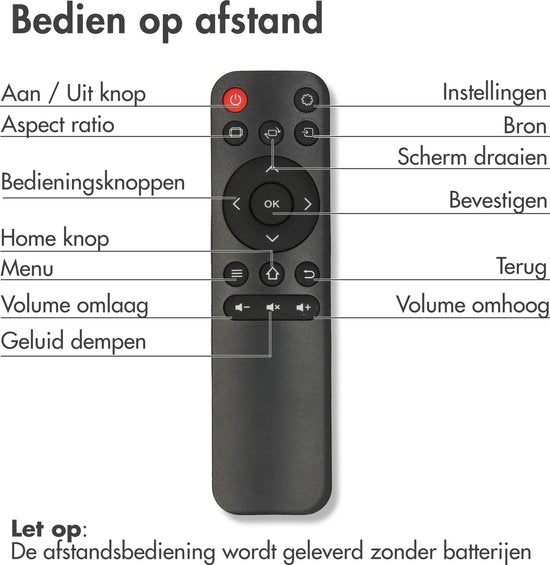 iMoshion Tragbarer Beamer - Full HD Mini-Beamer / Projektor - Streaming über WiFi - Schwarz