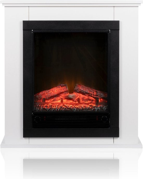 Classic Fire Elektrischer Atmosphärenkamin Lugano - Kamin mit Feuerstelle - LED Flammen - 1800W - Weiß