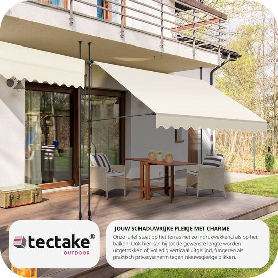 Tectake Klemmmarkise Sonnenschirm - Markise - Verstellbar - Balkon - 300 x 180 cm - Beige -