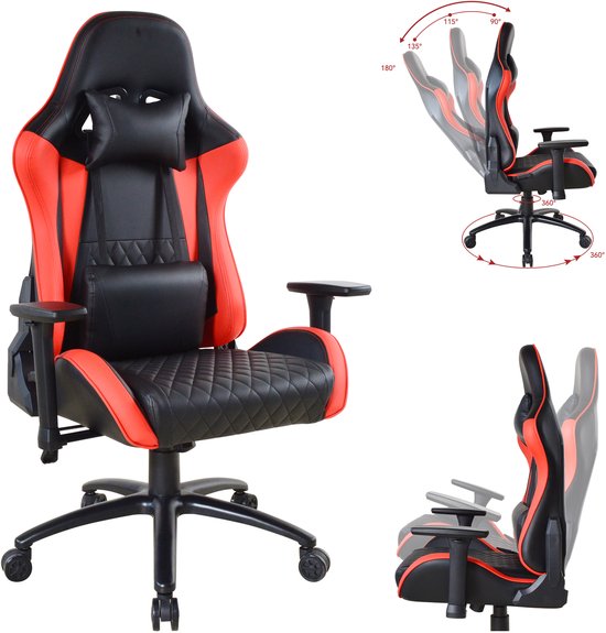 VDD Gaming – Gaming-Stuhl – Gaming-Sessel – Gaming-Stühle – Gaming-Stuhl mit breiter Sitzfläche – Gaming-Stuhl für große Menschen – rot – schwarz – Belastbarkeit 150 kg