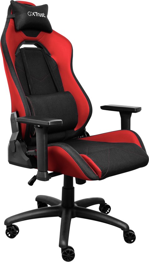 Trust GXT 714R Ruya – Ergonomischer Gaming-Stuhl – 3D-Armlehnen – Atmungsaktiver Stoff und PU-Leder – Bis zu 150 kg – Rot