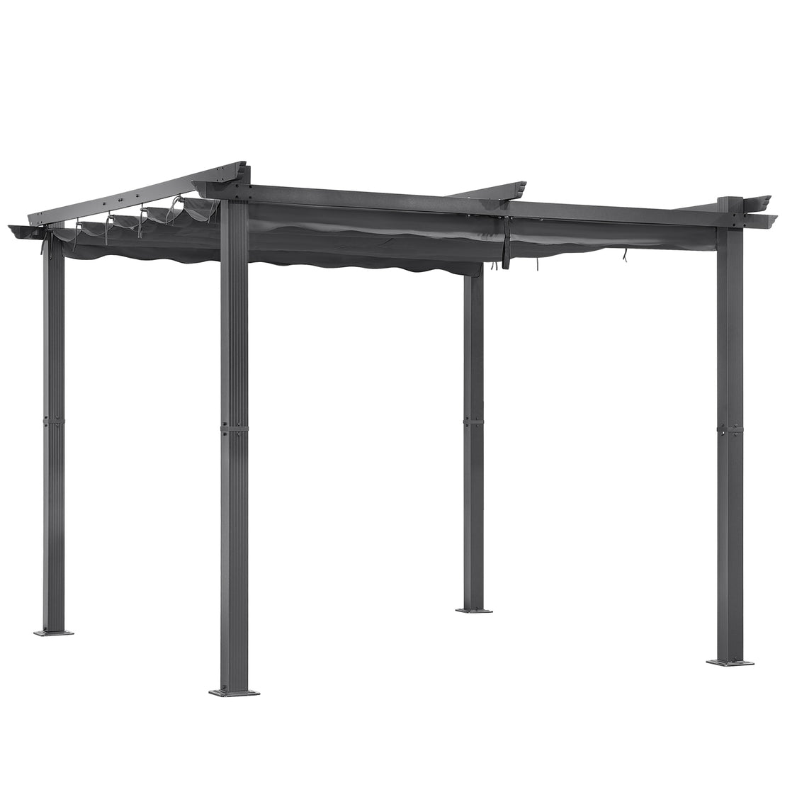 Angel Living Aluminium-Pergola mit verstellbarem, ausziehbarem Dach – 3 x 3 m – Grau/Anthrazit
