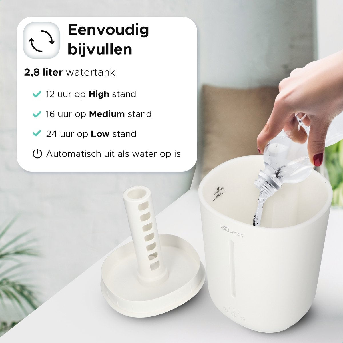 Qumax Luftbefeuchter mit Aromatherapie 2,8L - verschiedene Stufen - leises Design