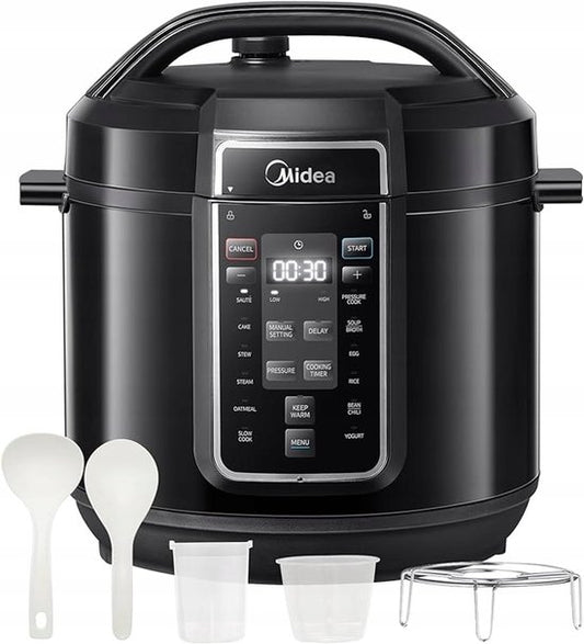 Midea Schnellkochtopf – Pressure Cooker – MY-CS6037WP – 13 Programme – 6 l Fassungsvermögen – 9 Sicherheitsstufen