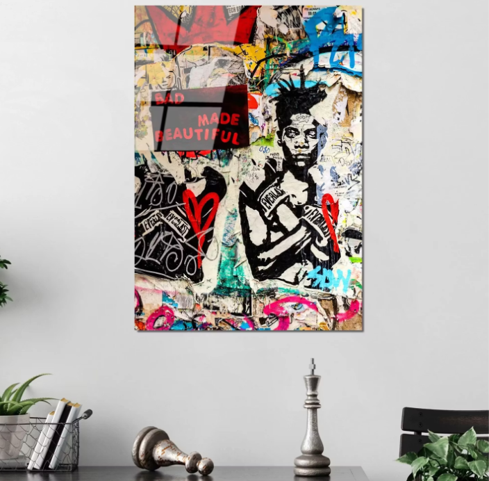 Wallity Glasmalerei Banksy Bad Made Beautiful - Leuchtende Farben - 45 x 65 cm