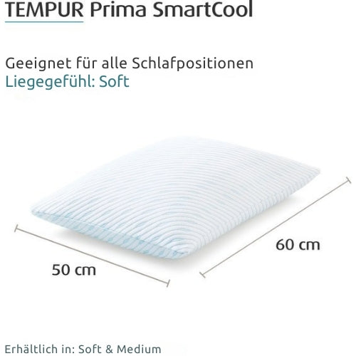 TEMPUR - 2er-Set TEMPUR Prima SmartCool Pillows - Kühlendes und druckreduzierendes Schlafkissen - Soft Feel - 60 x 50 cm