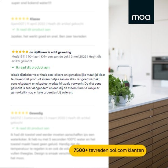 MOA Reiskocher mit Dampfgarer 1,5 Liter - Schwarz - RC18B