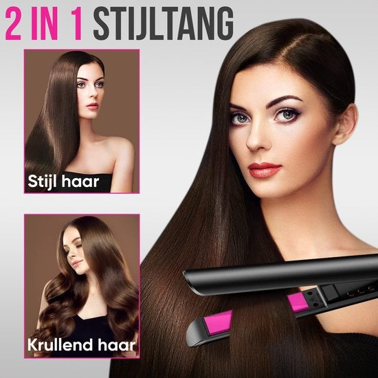 Strex Glätteisen - 2 in 1 - Glätten und Locken - Keramik - 120/230°C - Lockenstab
