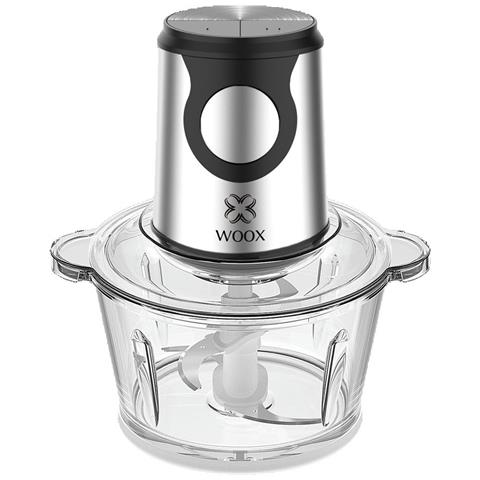 WOOX Elektrischer Fleischwolf – 2-Liter-Glasbehälter – 350 W – Doppelmesser – 2 Geschwindigkeitsstufen
