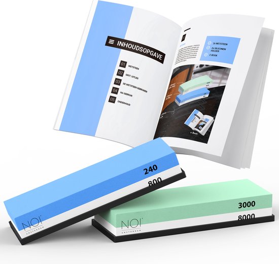 NOI Amsterdam - Luxuriöser doppelseitiger Wetzstein - Messerschärfer - Wetzstein - 240/800 3000/8000 - Küchenzubehör