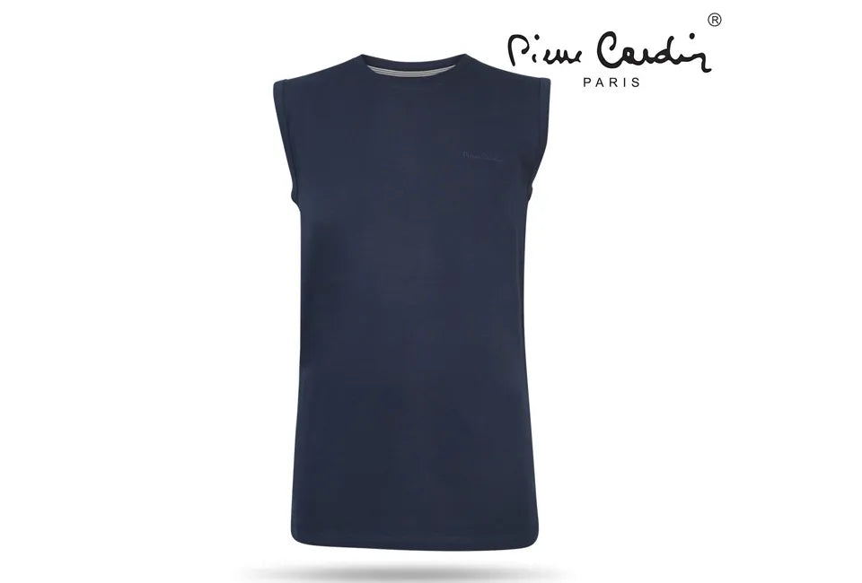 Pierre Cardin Ärmelloses T-Shirt - Marineblau - 100% Baumwolle - Größe L - Bequem und modisch für den Sommer