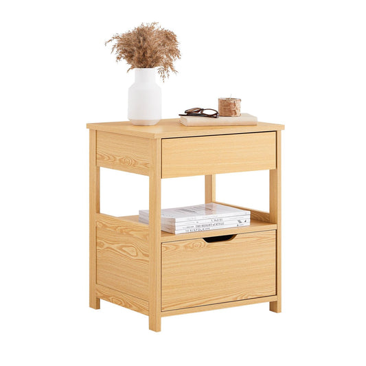 SoBuy Nachttisch FRG258-N - 2 Schubladen - 37 x 45 x 55 cm - Naturholzoptik