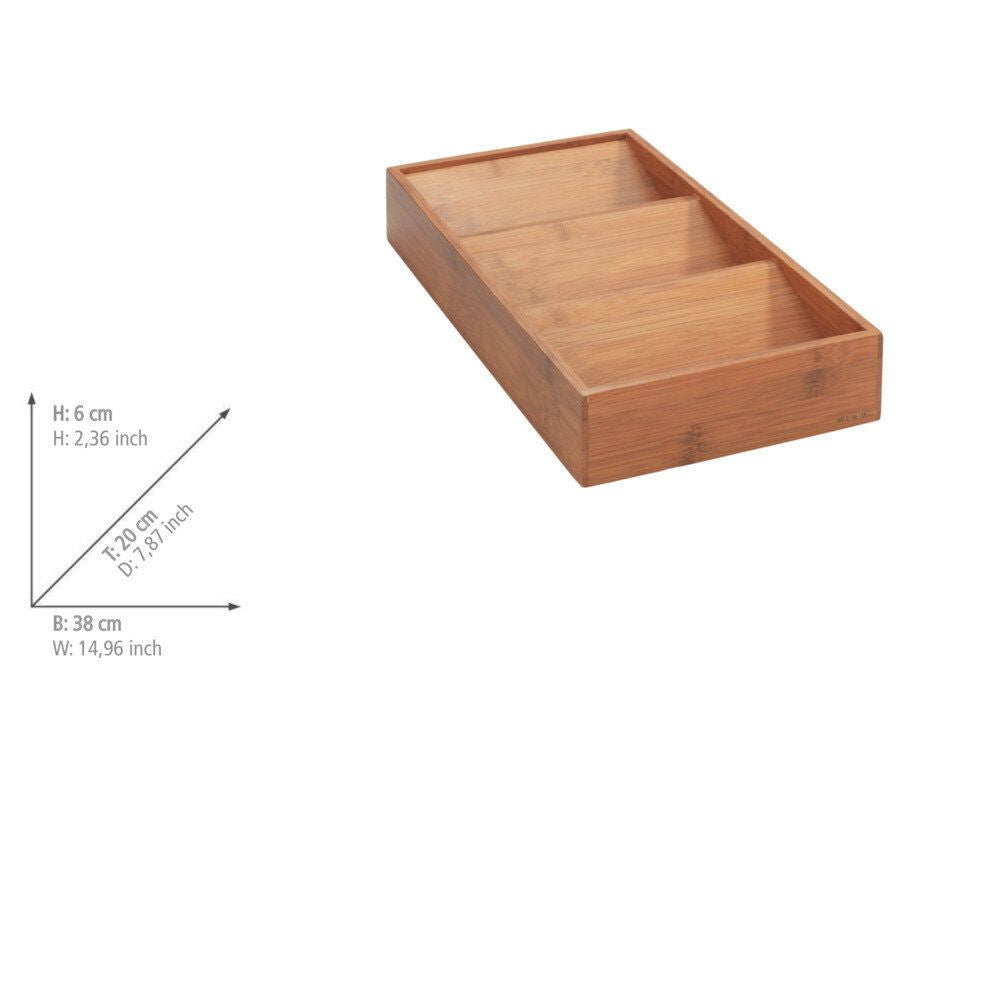 WENKO Gewürzregal mit Schublade aus geräuchertem Bambus – 38 x 20 x 6 cm – Für Gewürzdosen