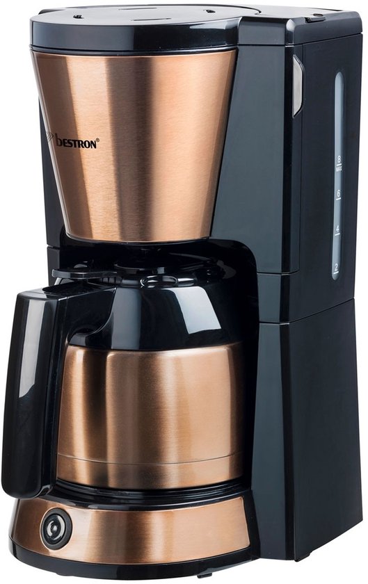 Bestron Filterkaffeemaschine 900 W – ACM1000CO – 1 l, 8 Tassen – Thermoskanne – Kupfer – 5 Jahre Garantie