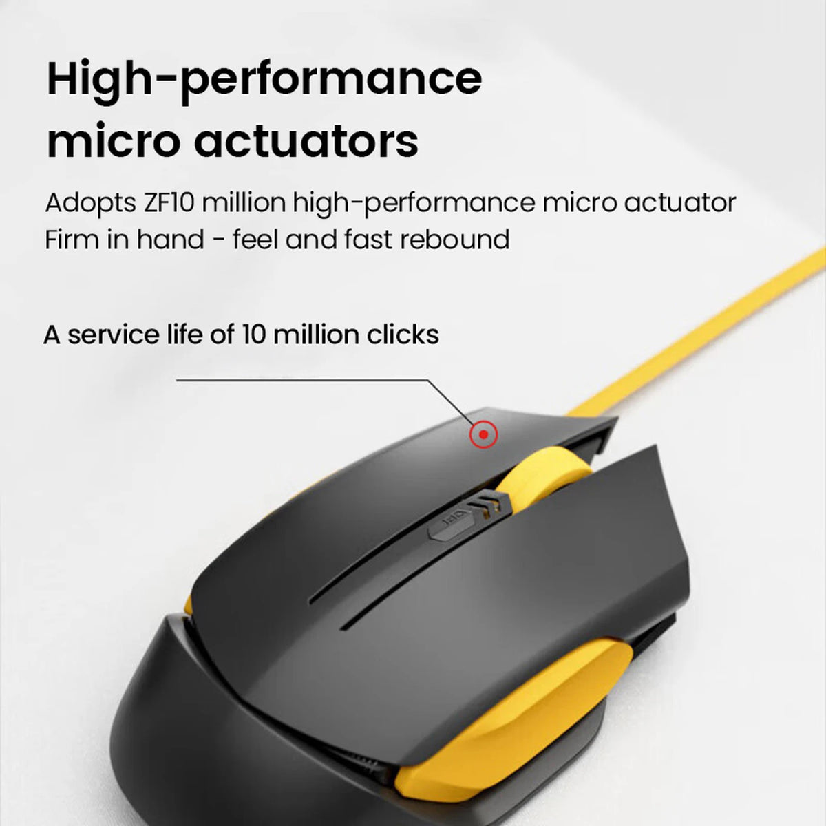 Ochama Kabelgebundene Maus – Schwarz & Gelb – Ergonomisch – Optischer Sensor – 1000 Hz Abtastrate – 4 DPI-Stufen
