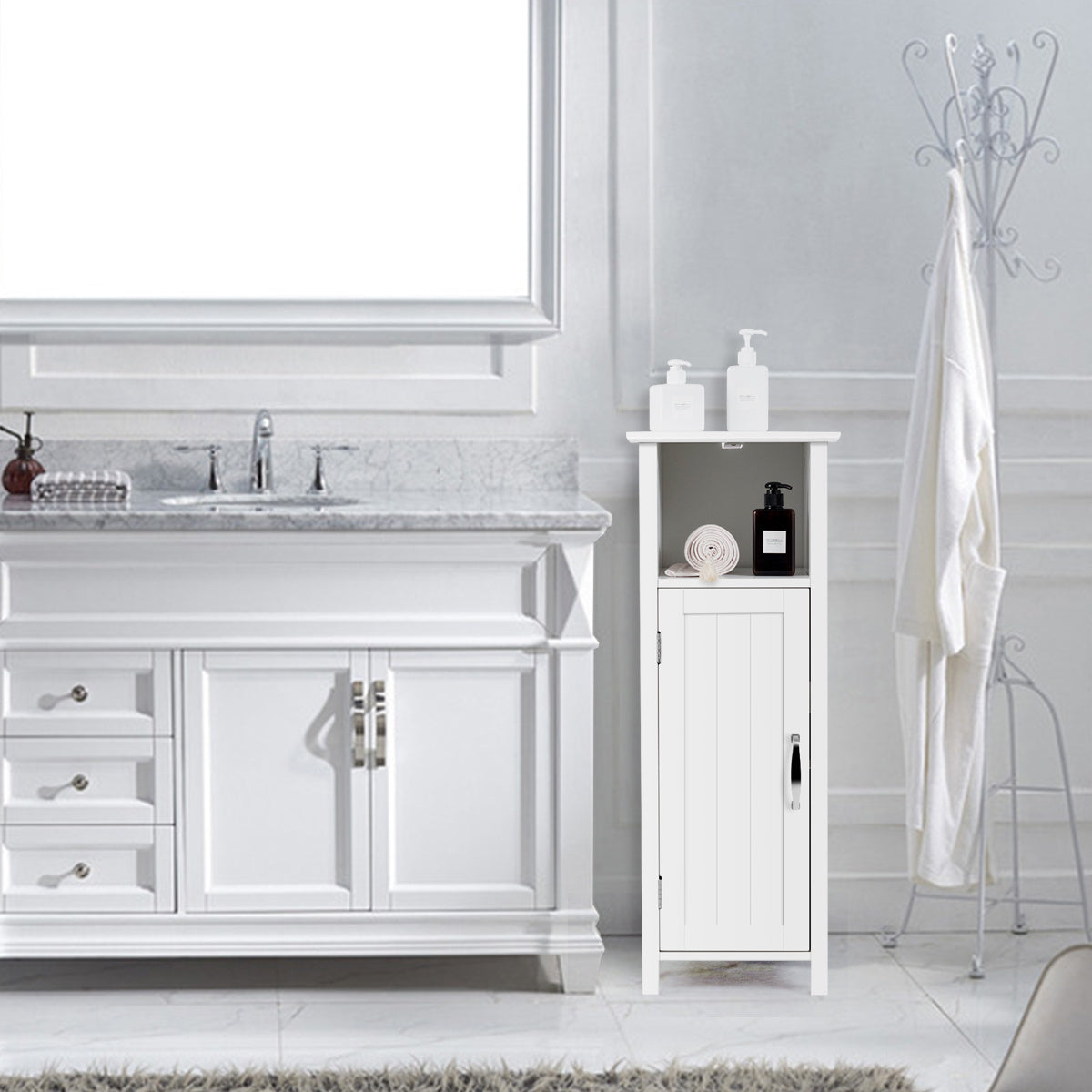 Coast Badezimmerschrank Multifunktionsschrank für Schlafzimmer Küche Küche Badezimmerschrank weiß aus Holz