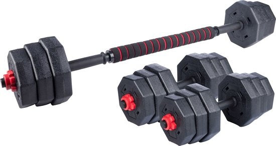 Umbro Hantelset - 20 KG - Verstellbare Kurz- und Langhanteln - Gewichte von 1,25 KG, 1,5KG und 2KG - Kunststoff